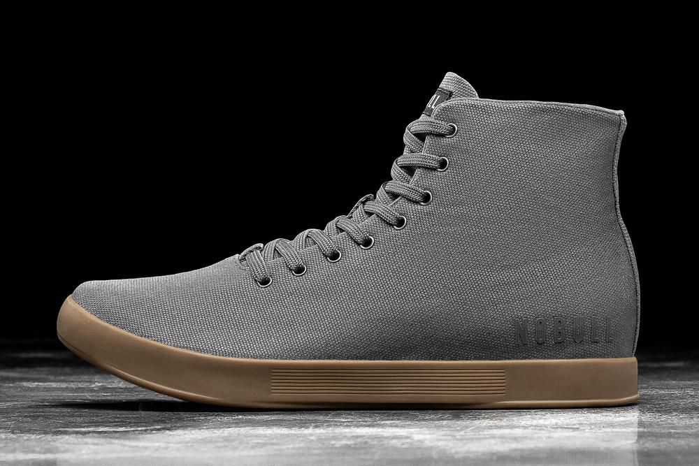 Baskets Montantes NOBULL Homme Grise Foncé - Chaussures NOBULL High-Top Gum Canvas,France (0453-GRBU